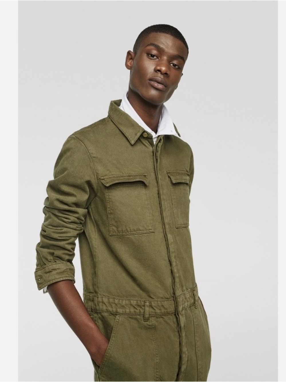 Zara men’s 100% cotton utility coveralls jumpsuit